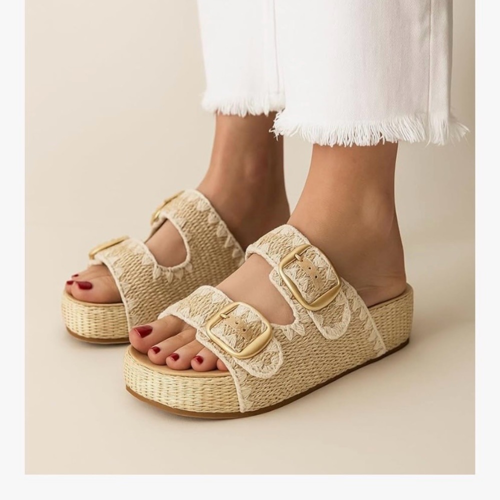 Women's Beige Woven Sandals
